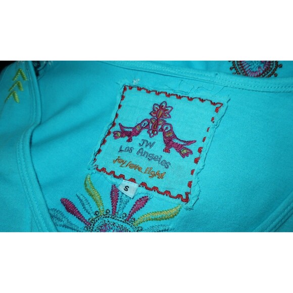 Johnny Was JWLA Embroidered Turquoise Maxi Dress Cotton Tank Aztec Size Small - Picture 14 of 14